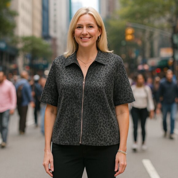 Christopher & Banks Gray Cheetah Dress Jacket - Picture 1 of 5